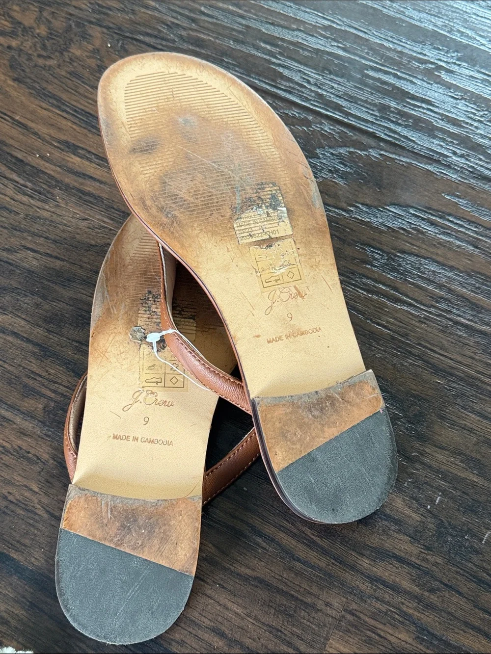 J. Crew Leather Tan Thong Sandals